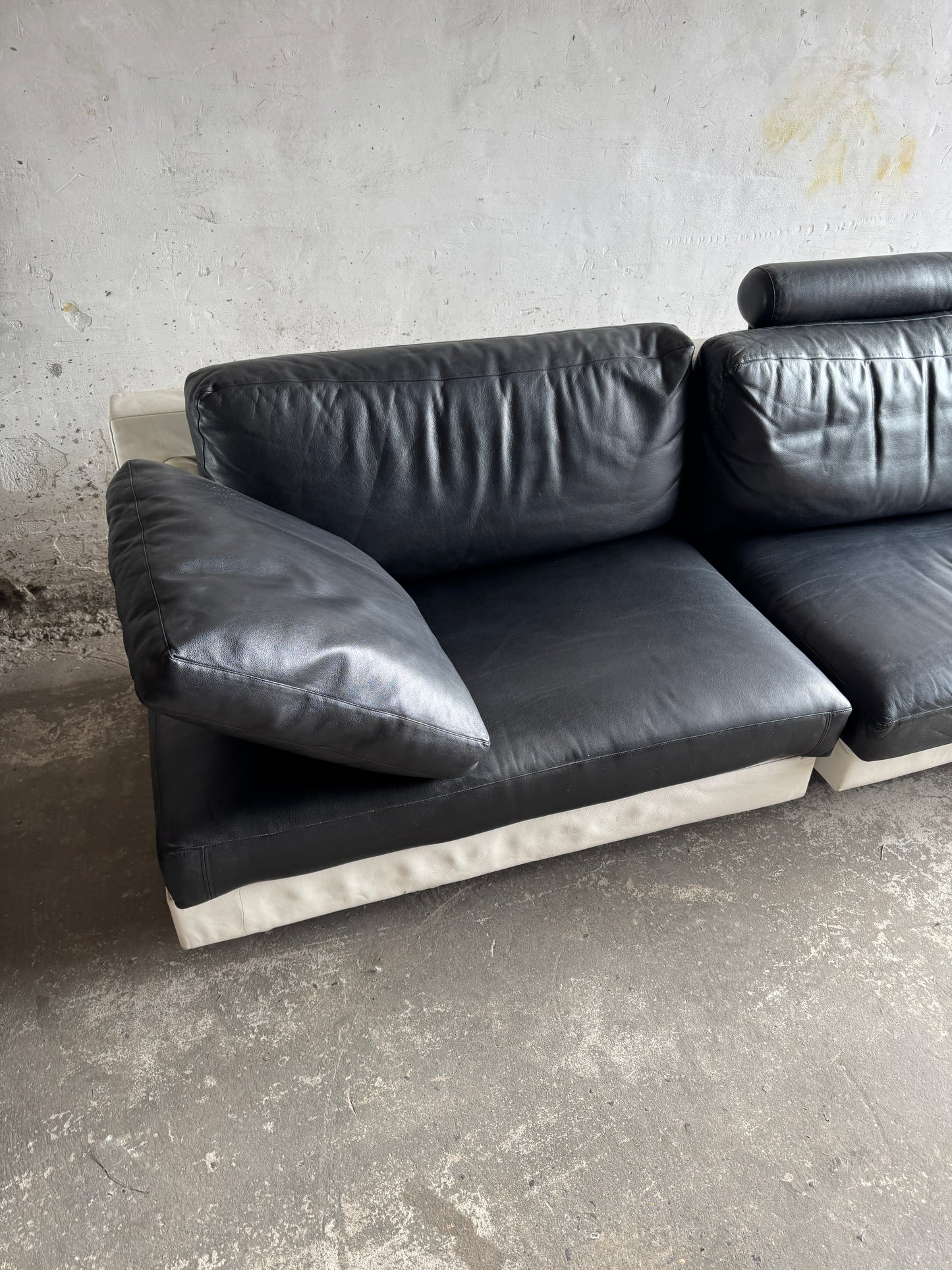 Modulaire BnB Italia zetel in zwart-wit leder (3 modules)