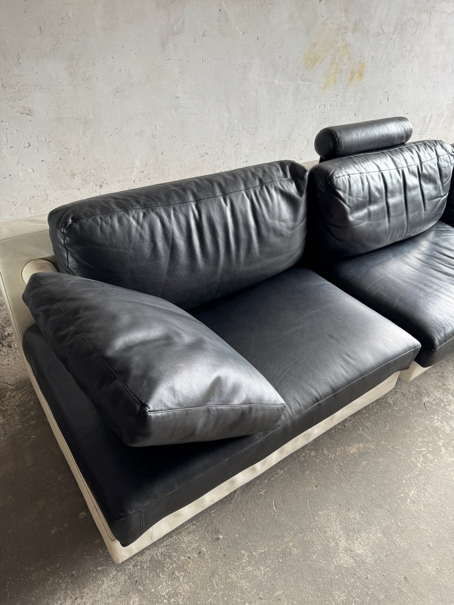 Modulaire BnB Italia zetel in zwart-wit leder (3 modules)