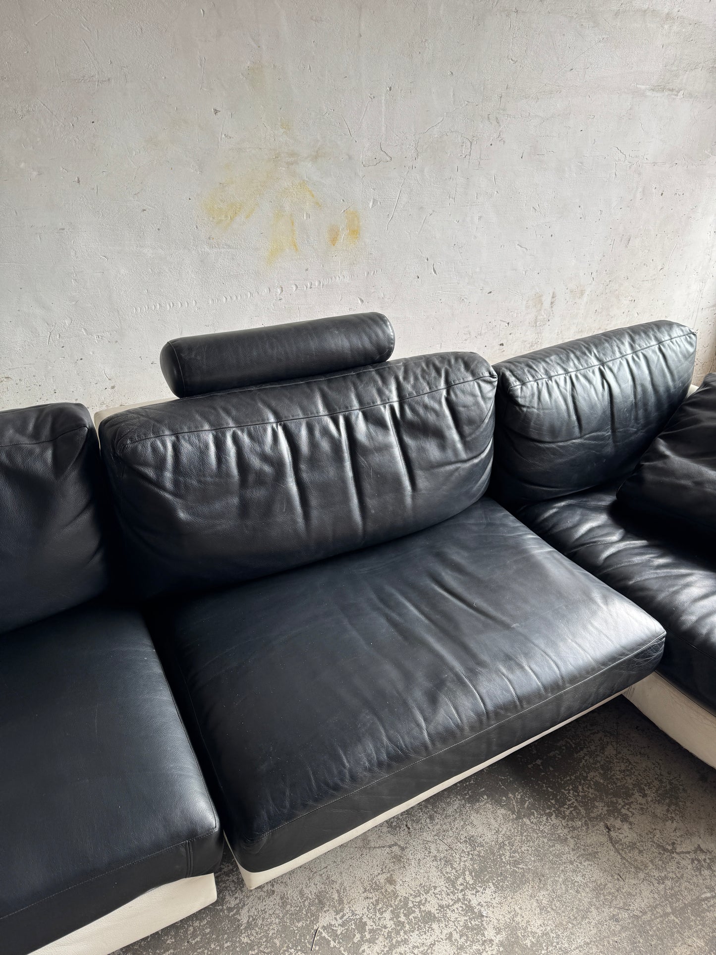 Modulaire BnB Italia zetel in zwart-wit leder (3 modules)