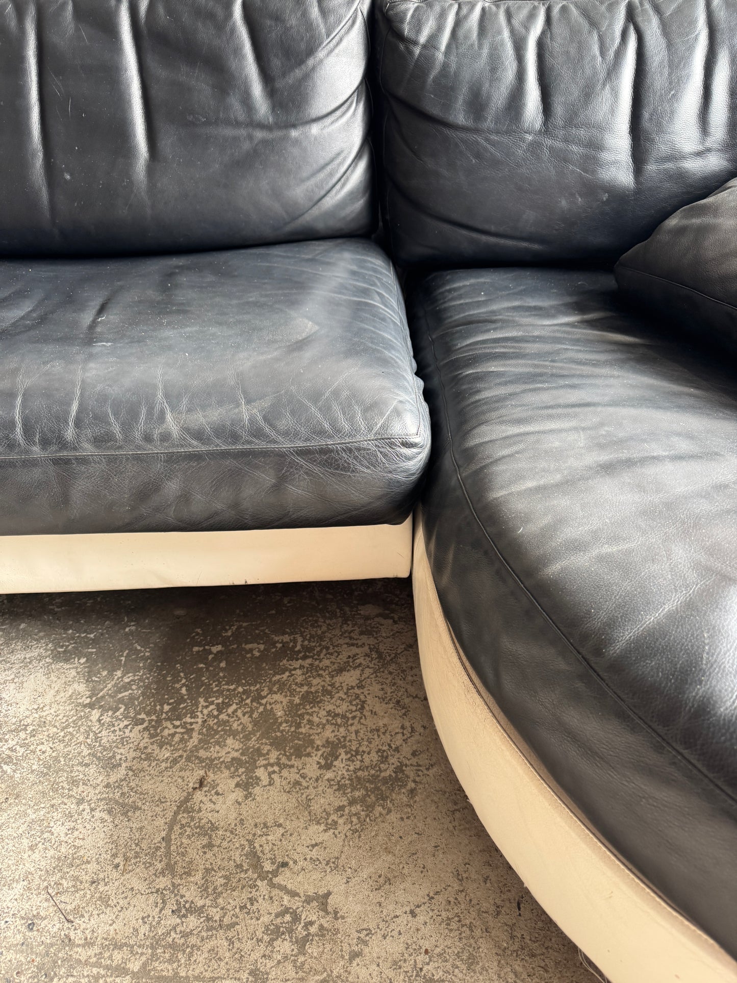 Modulaire BnB Italia zetel in zwart-wit leder (3 modules)