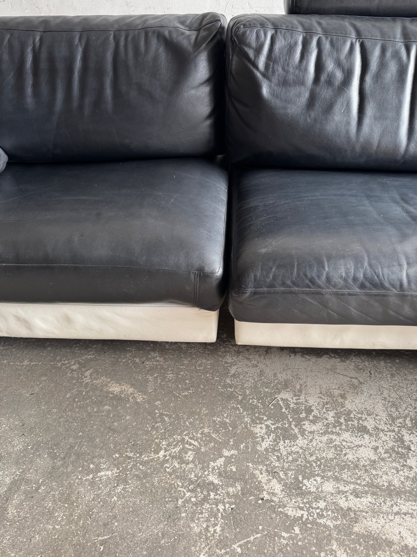 Modulaire BnB Italia zetel in zwart-wit leder (3 modules)