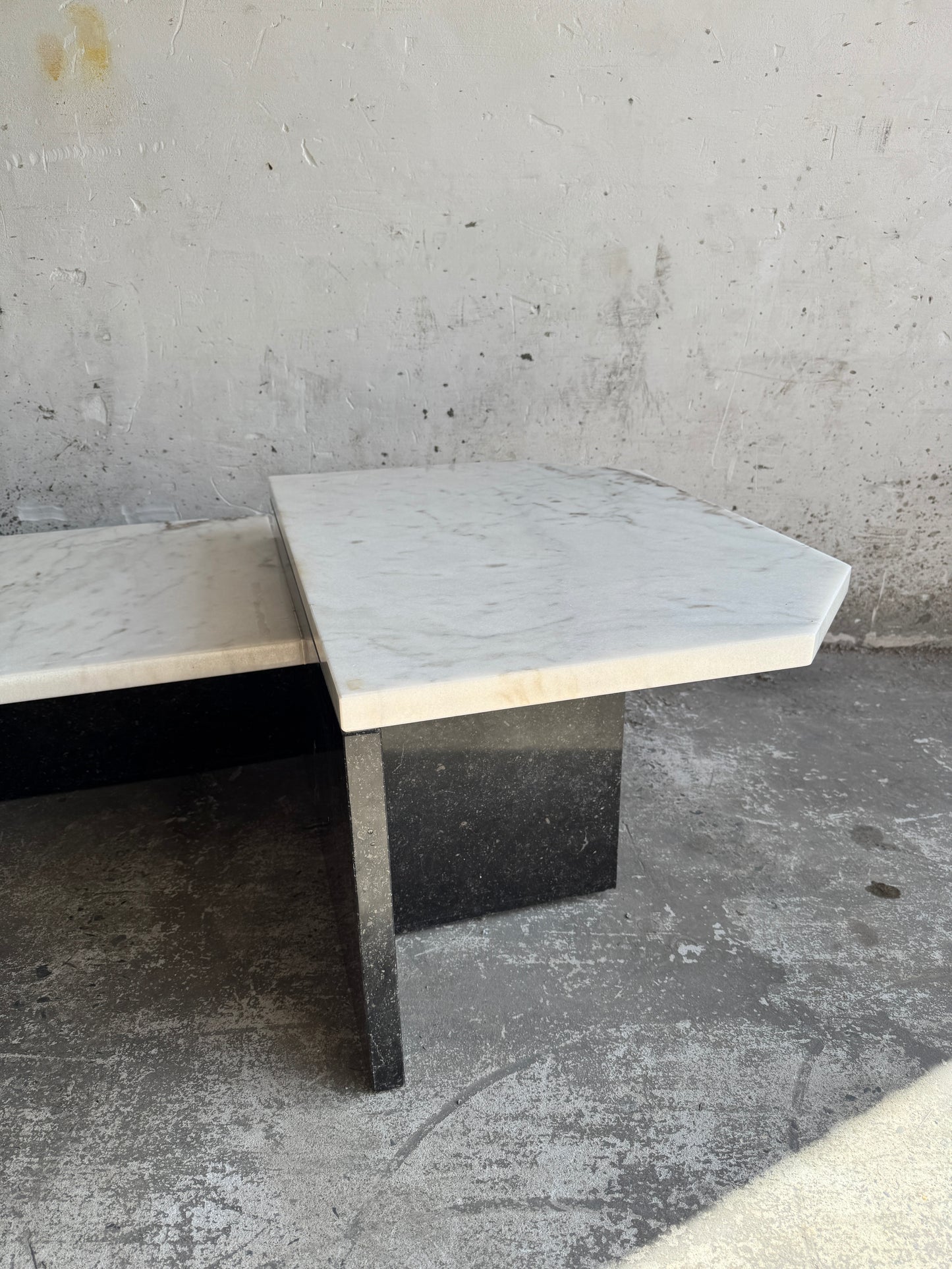 Unique postmodern coffee table in marble and granite