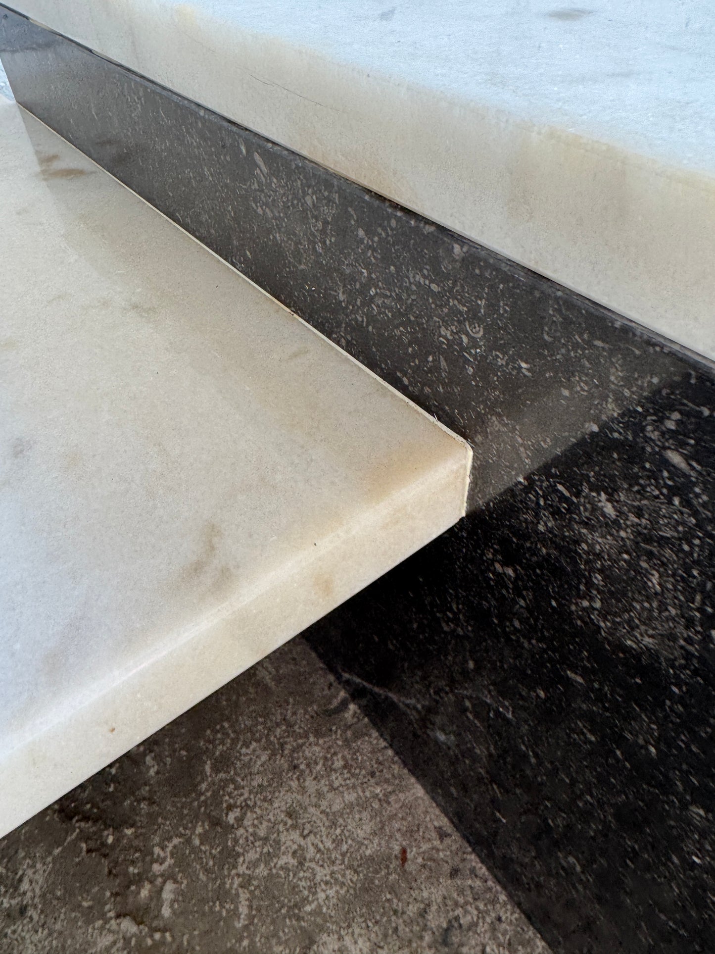 Unique postmodern coffee table in marble and granite