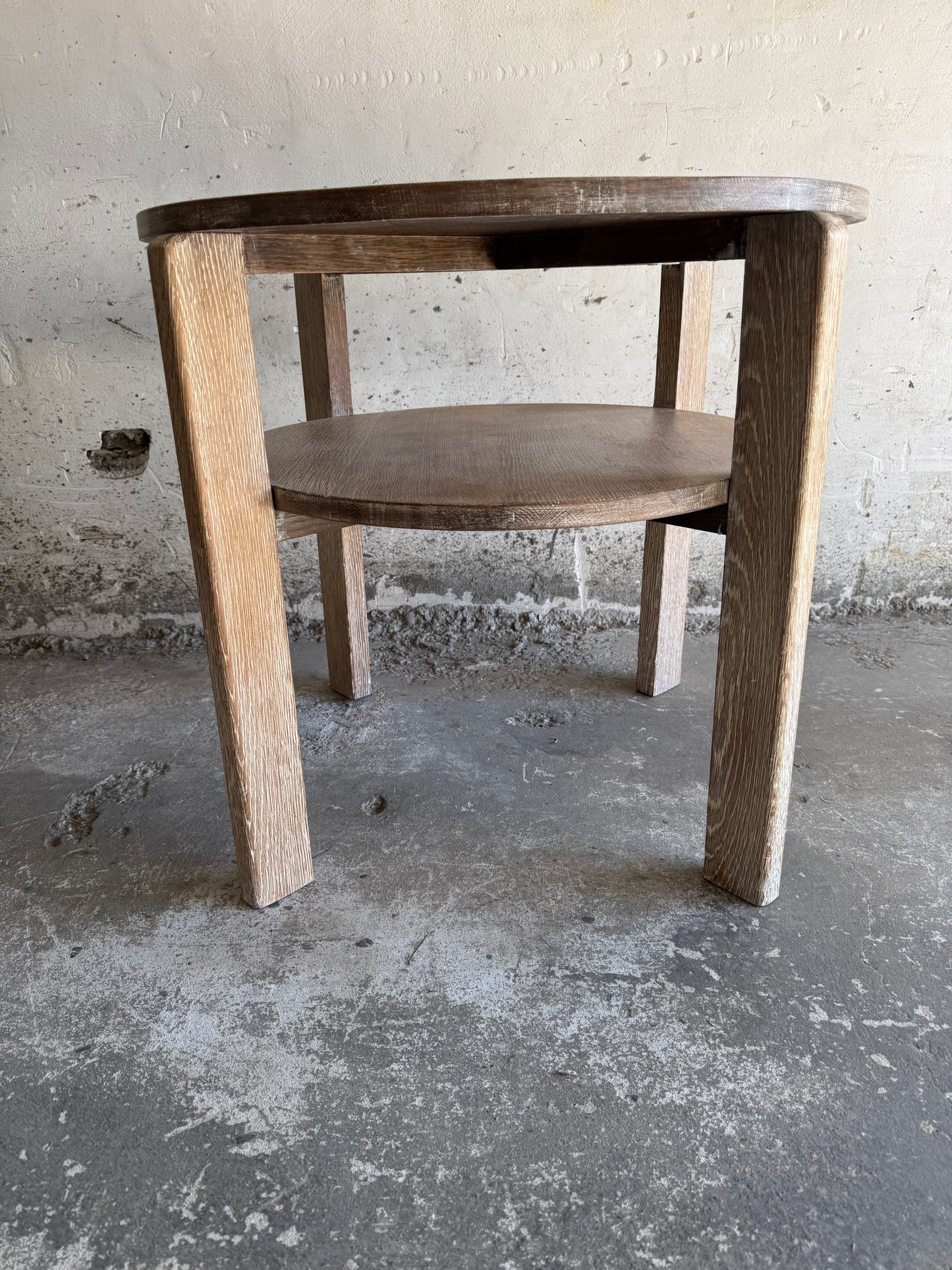 Art Deco bijzettafel in eikenhout met onderplank