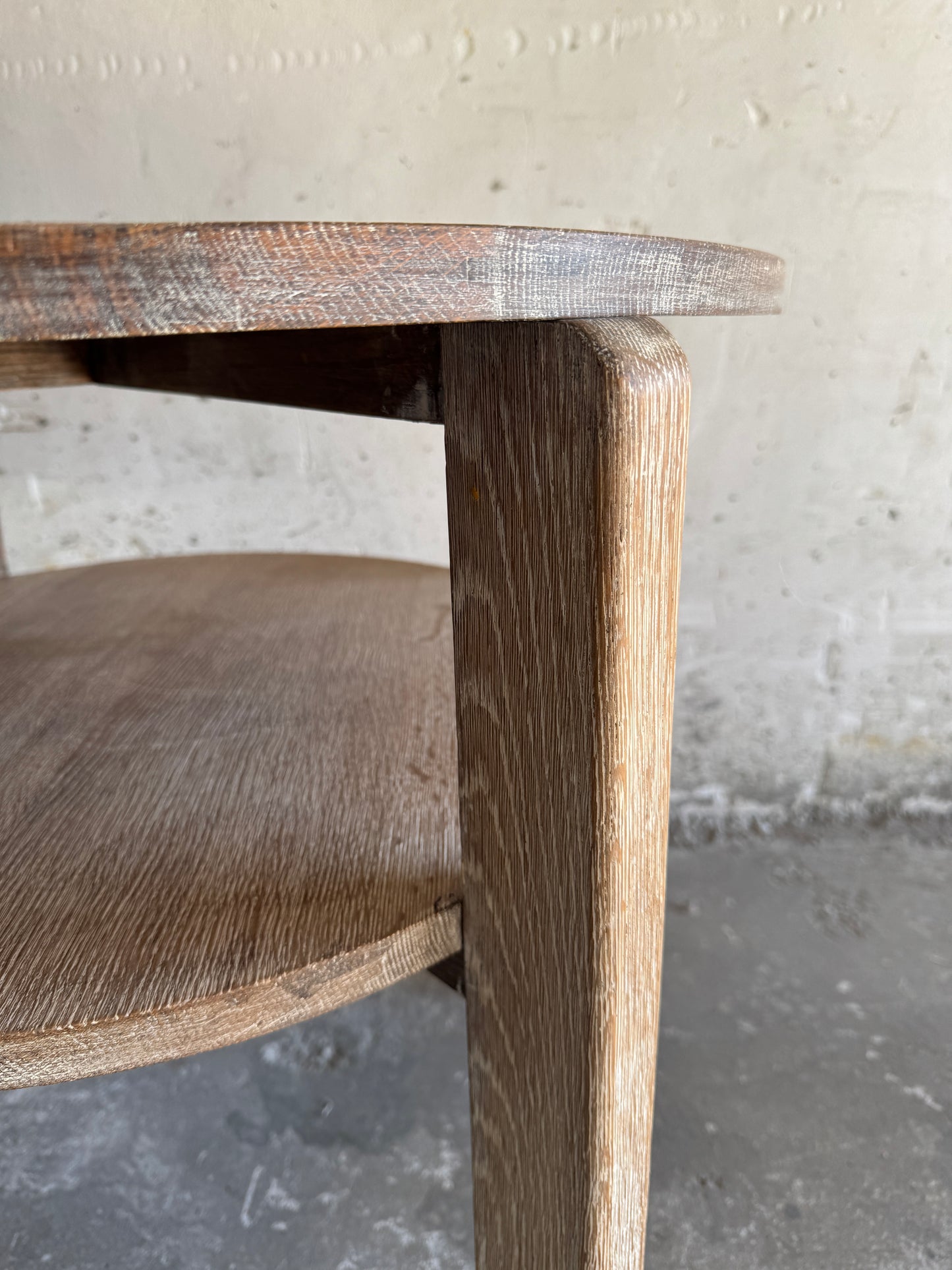 Art Deco bijzettafel in eikenhout met onderplank