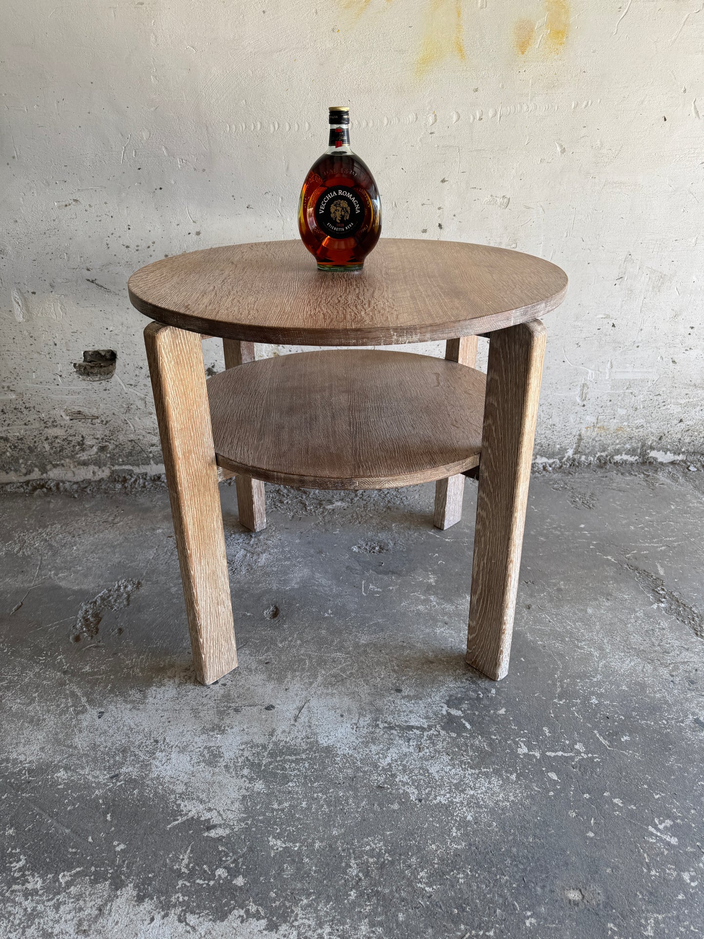 Art Deco bijzettafel in eikenhout met onderplank