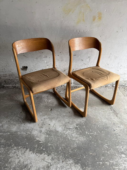 Set van 6 vintage gebogen houten stoelen van Emile & Walter Baumann, jaren 60