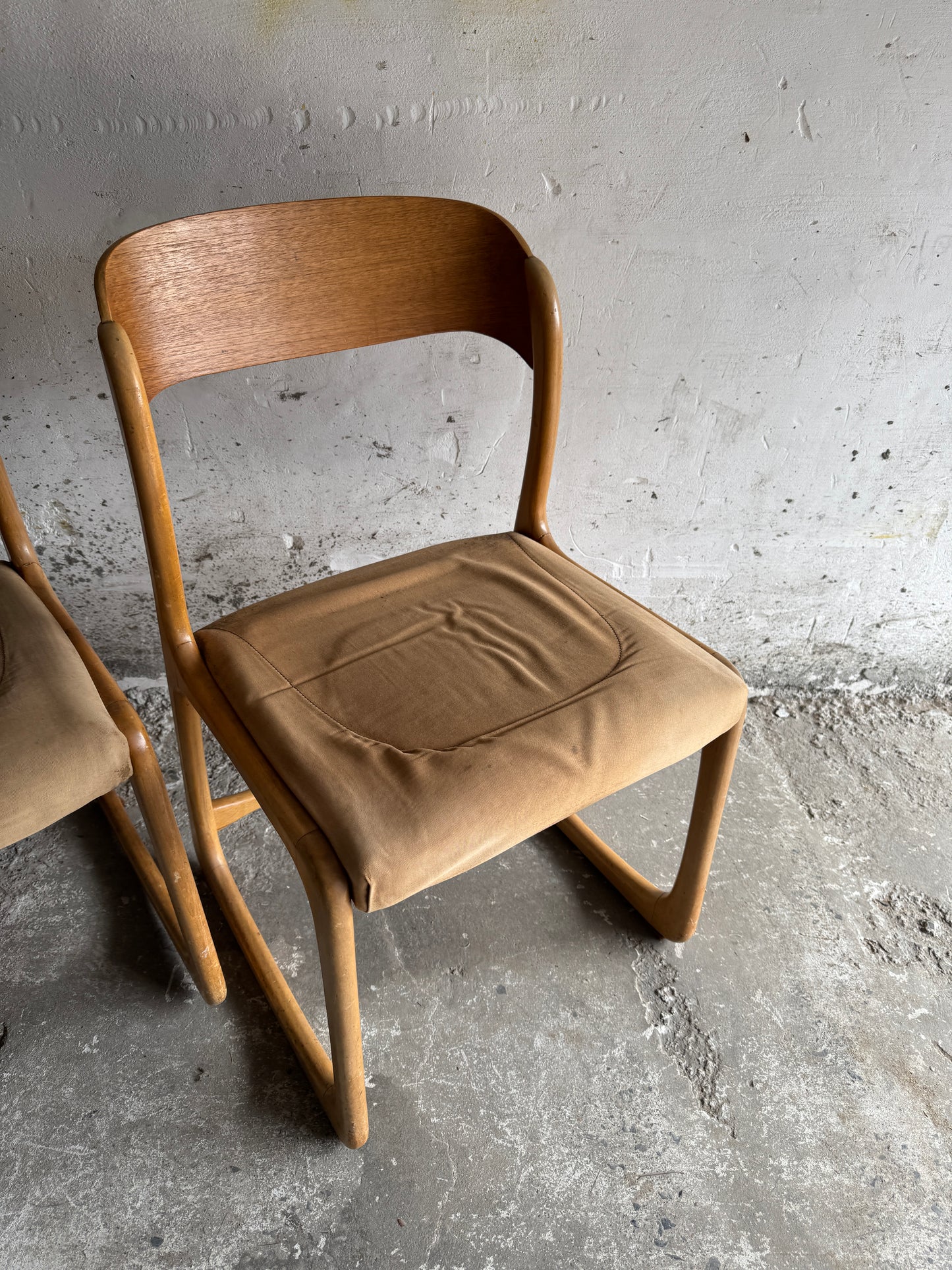 Set van 6 vintage in gebogen hout stoelen by Emile & Walter Baumann, 1960s