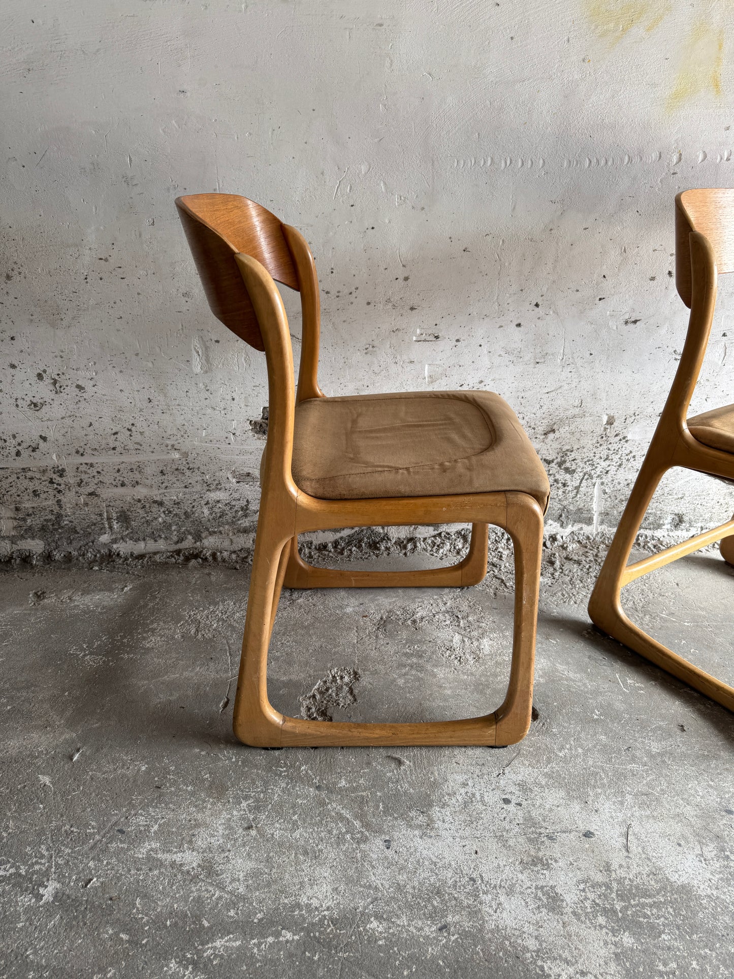 Set van 6 vintage in gebogen hout stoelen by Emile & Walter Baumann, 1960s