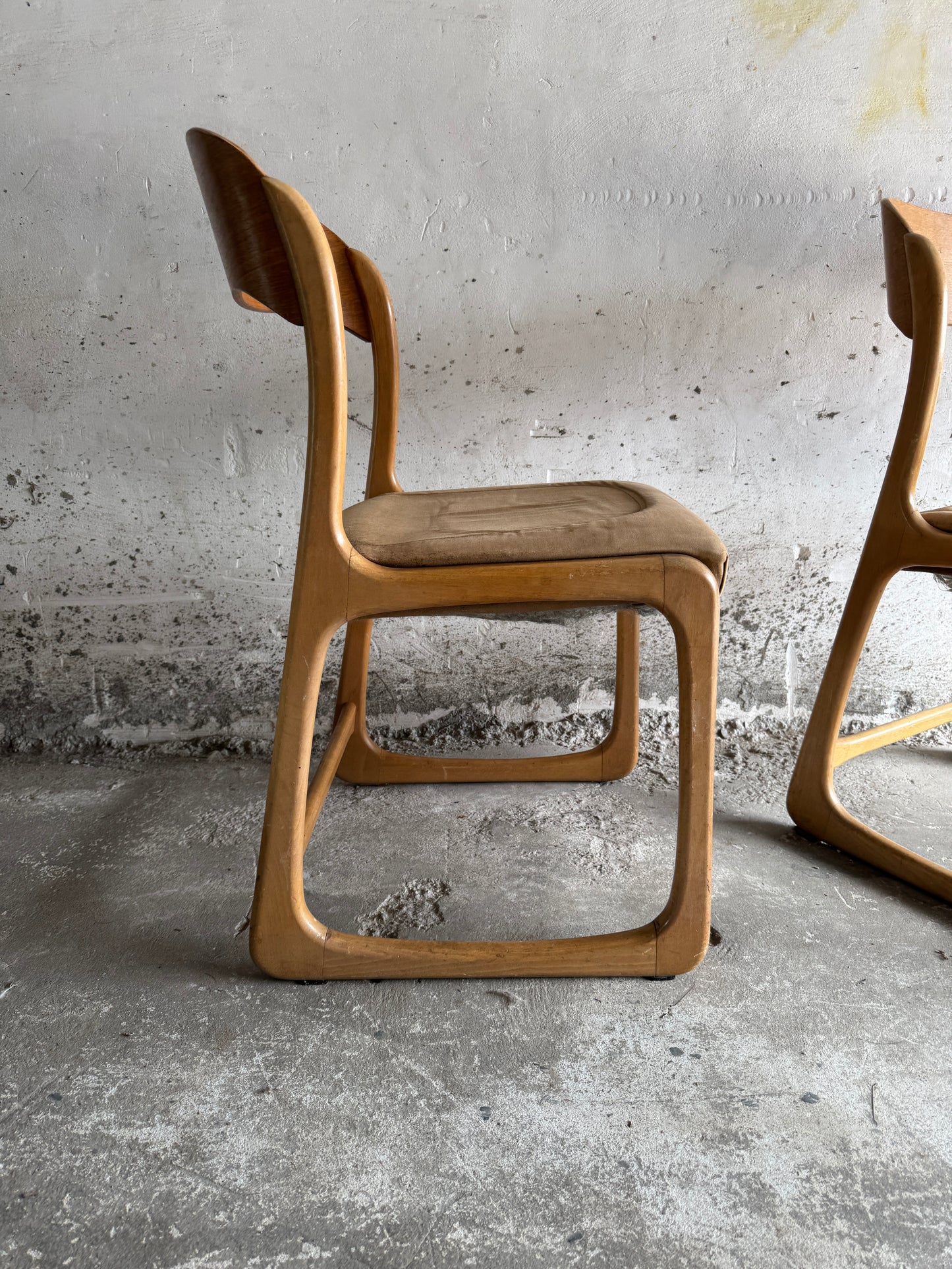Set van 6 vintage in gebogen hout stoelen by Emile & Walter Baumann, 1960s