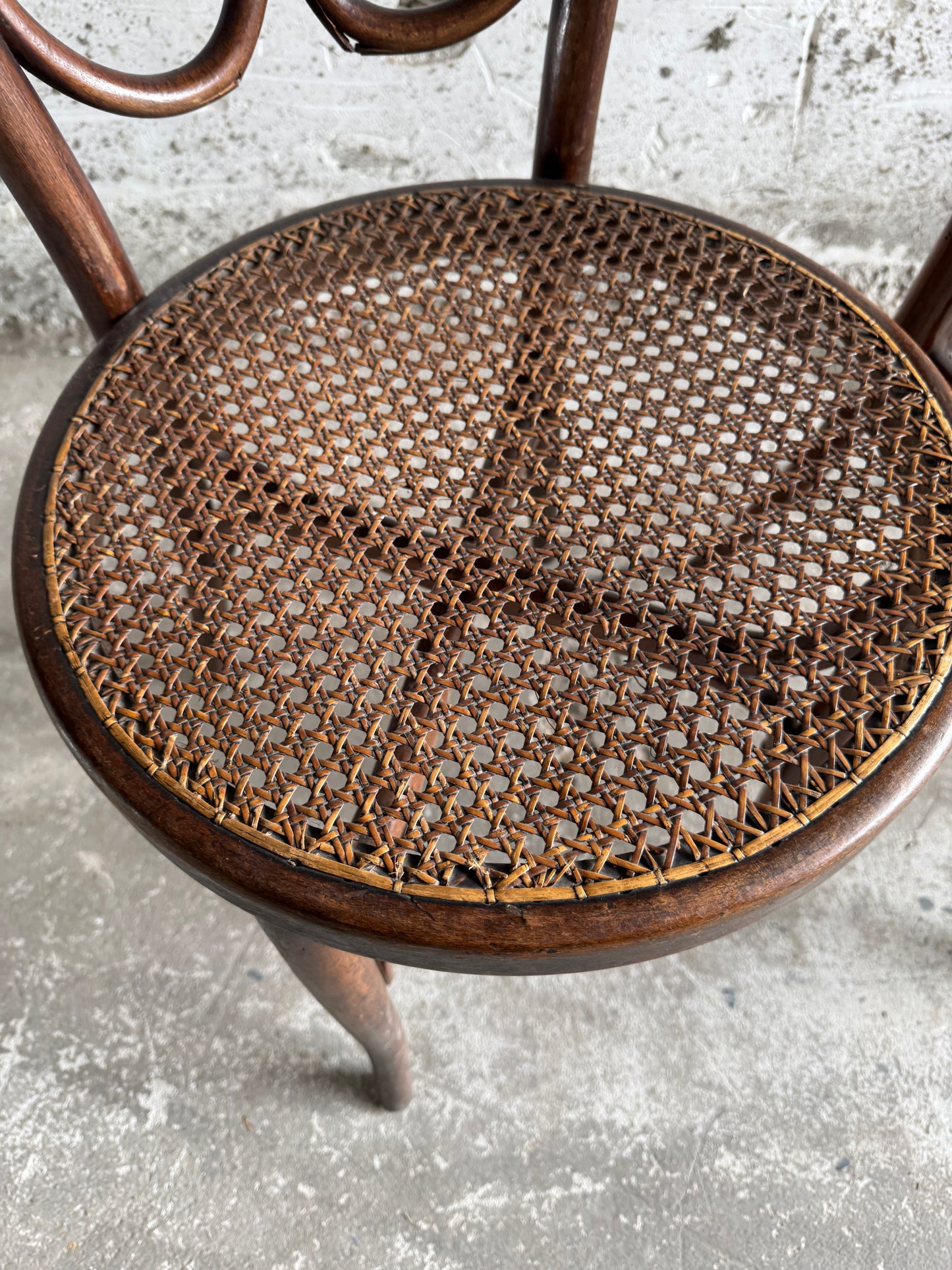 Set of 3 vintage Thonet-style chairs with rattan seat
