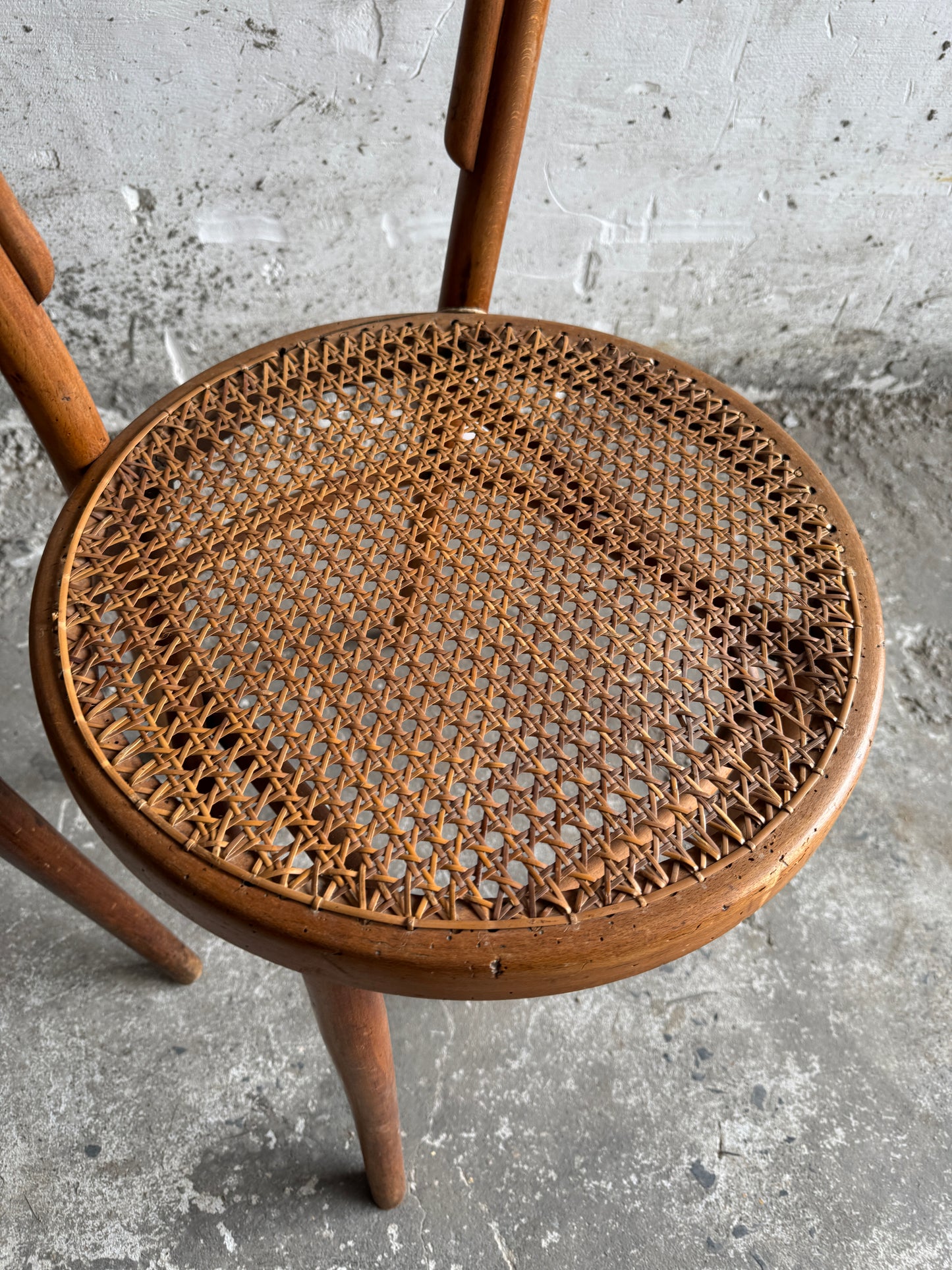 Set of 3 vintage Thonet-style chairs with rattan seat