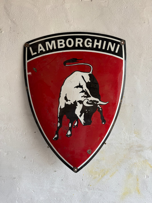 Plaque de bouclier en émail vintage Lamborghini