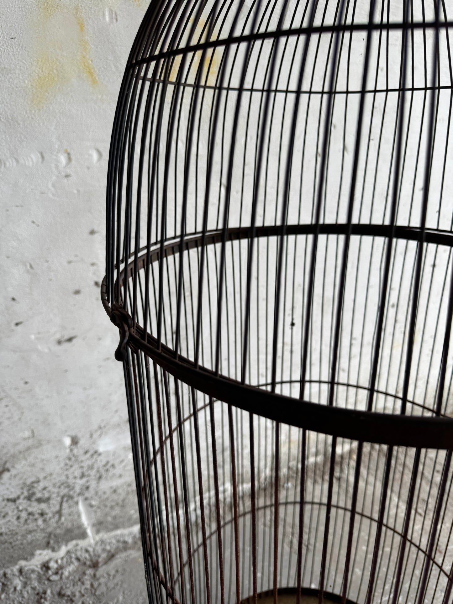 Grande cage à oiseaux vintage en fer avec dessus en forme de dôme