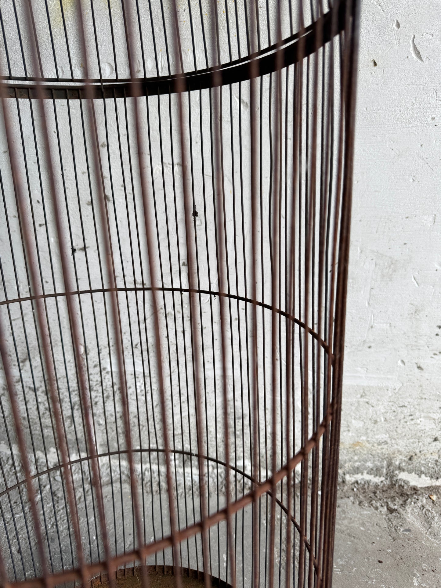 Grande cage à oiseaux vintage en fer avec dessus en forme de dôme