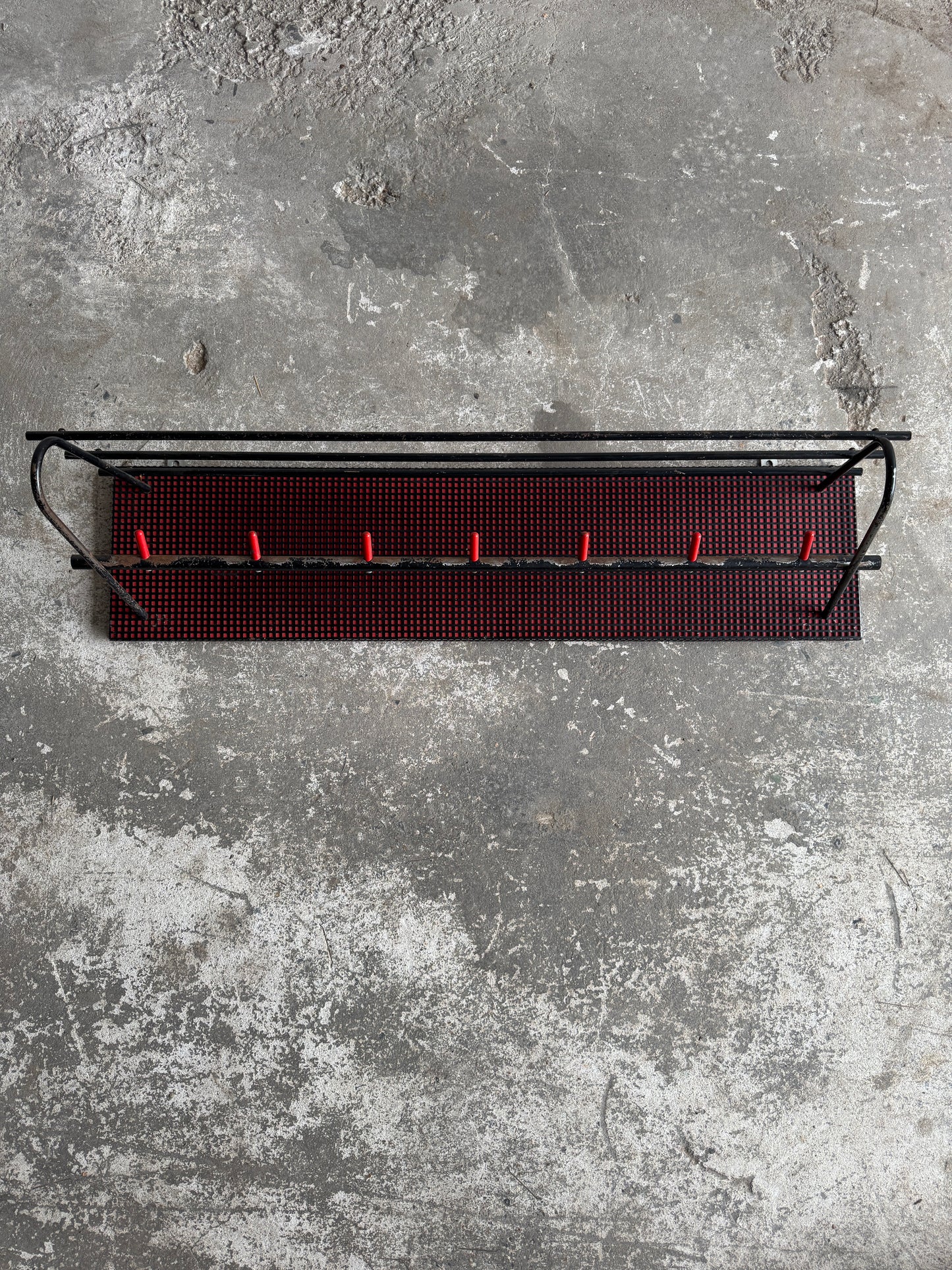 Mid-Century Wall-Mounted Coat Rack – Red and Black, 1960s