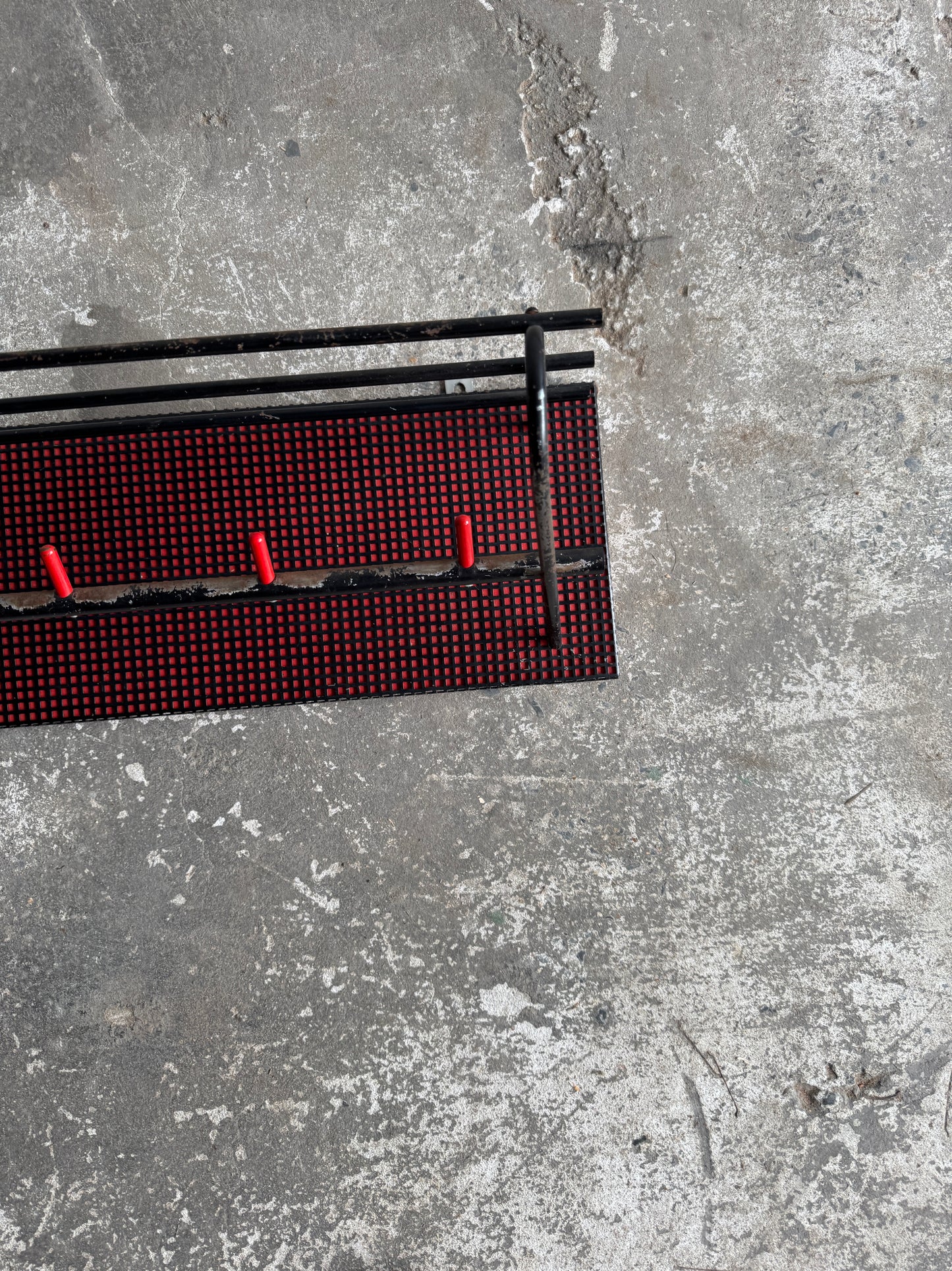 Mid-Century Wall-Mounted Coat Rack – Red and Black, 1960s