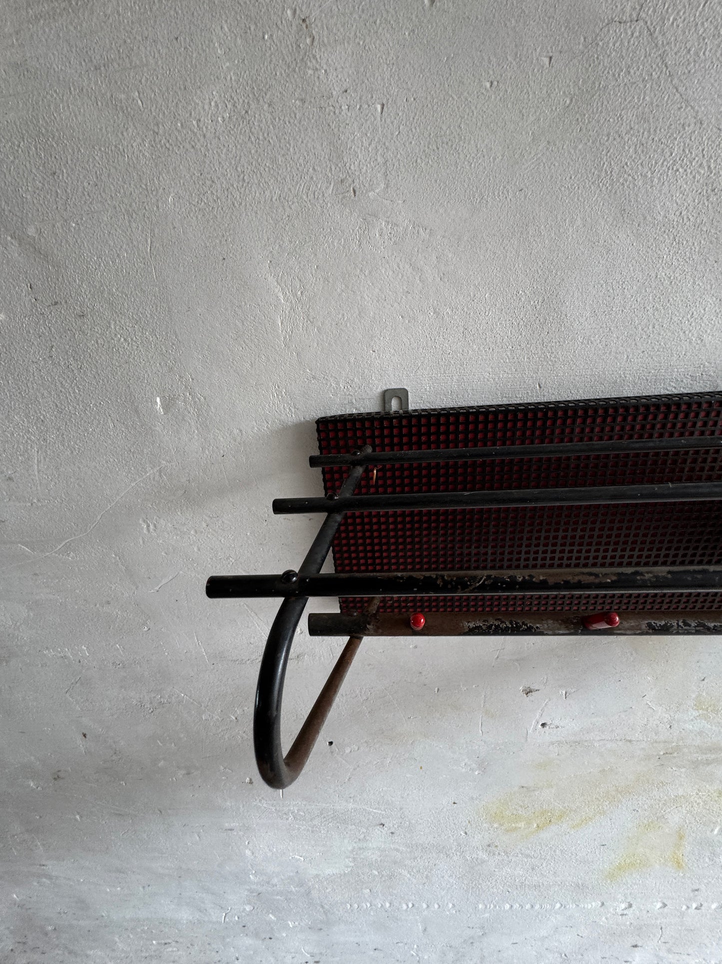 Mid-Century Wall-Mounted Coat Rack – Red and Black, 1960s