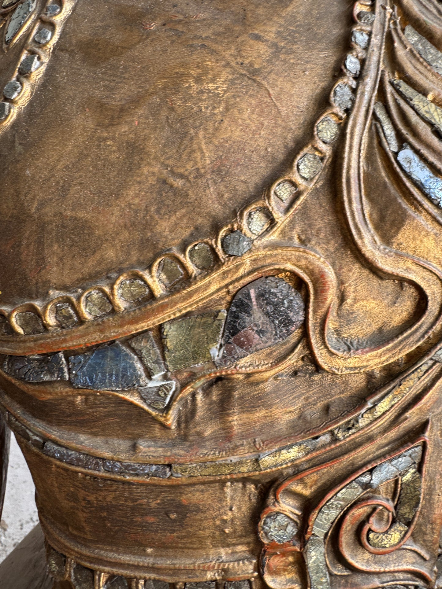 Large Seated Buddha Sculpture on Carved Base – Gilded Wood Lacquer