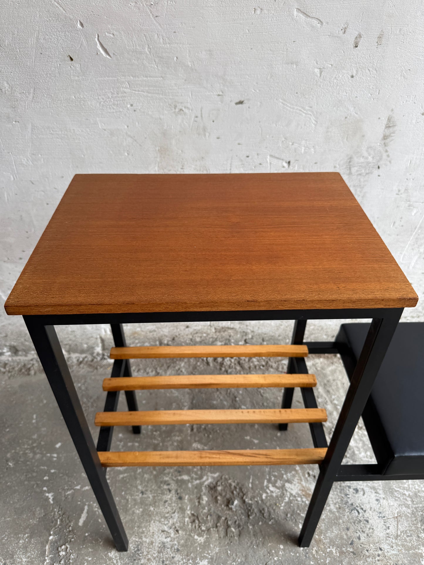 Mid-Century Modern Side Table with Magazine Rack