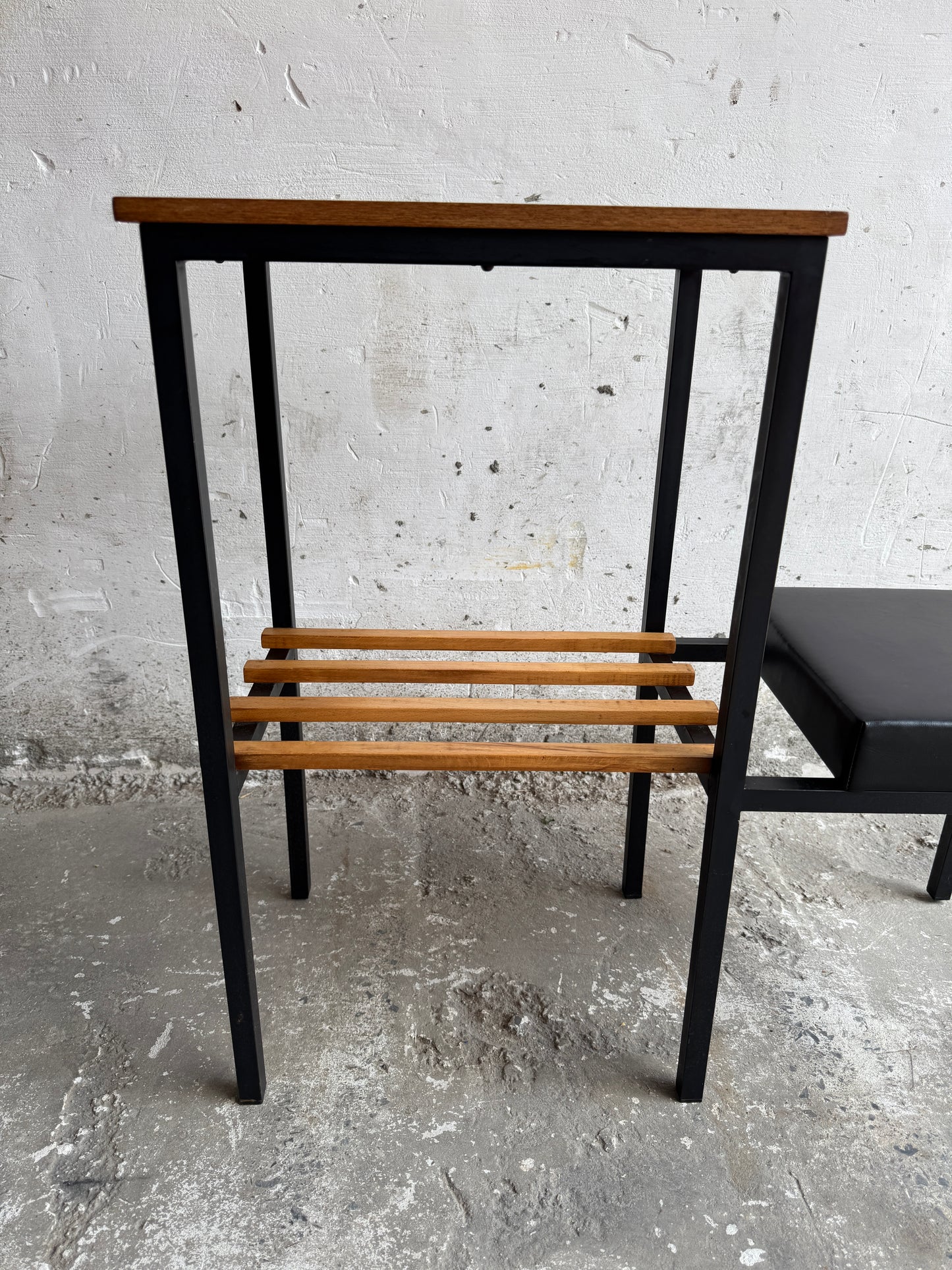 Mid-Century Modern Side Table with Magazine Rack