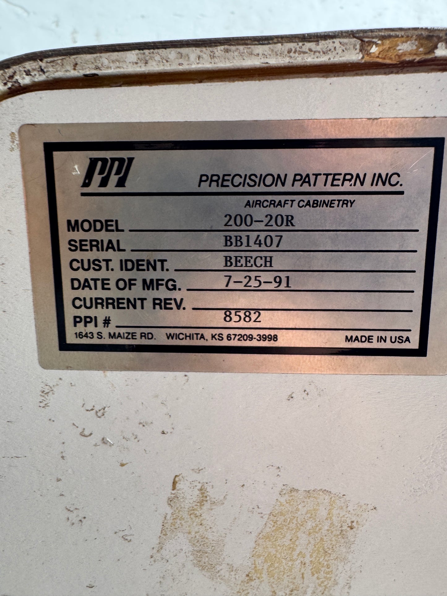 Precision Pattern Inc. Aircraft Cabinetry Drawer Unit