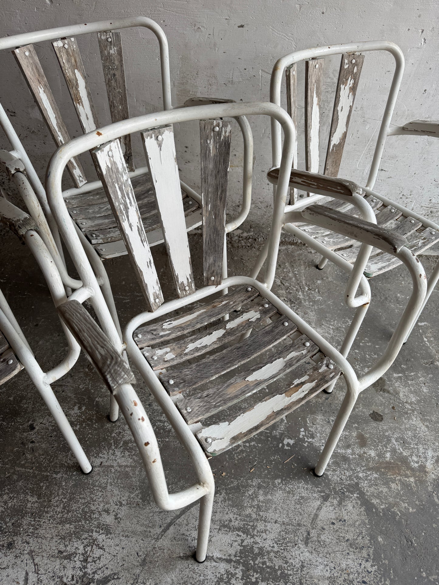 Set of 4 Vintage Metal Garden Chairs