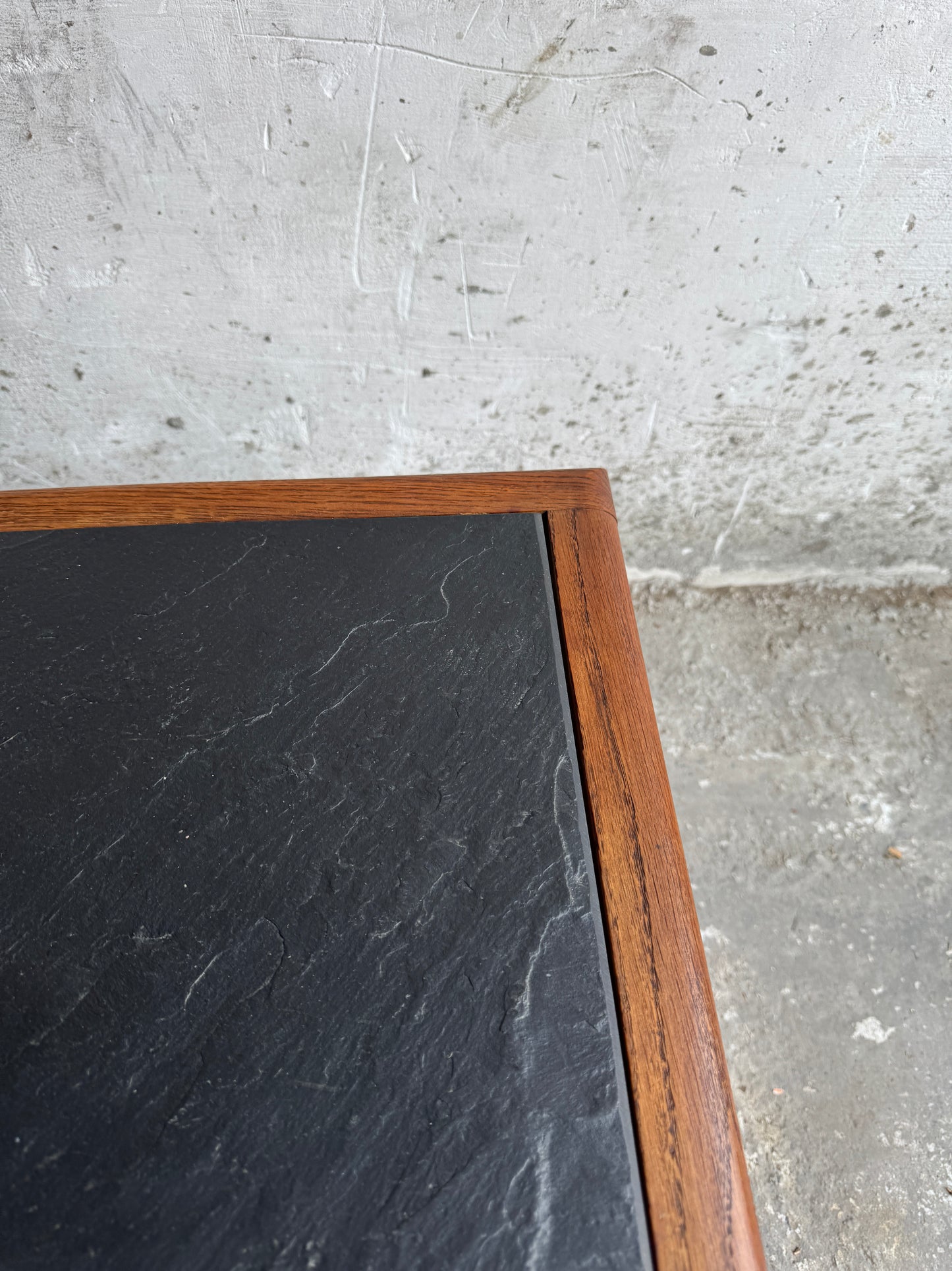 Vintage Oak Coffee Table with Slate Top
