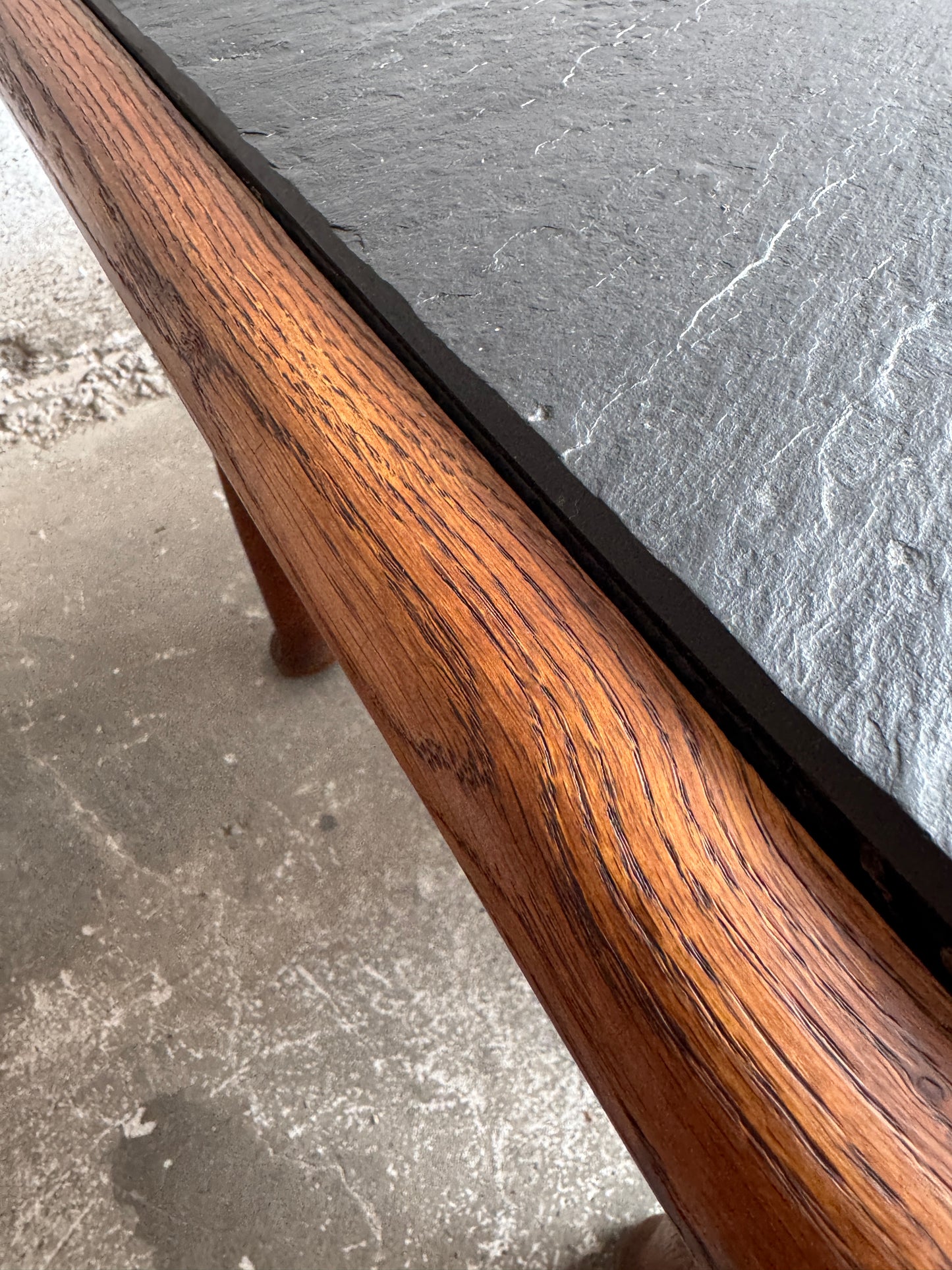 Vintage Oak Coffee Table with Slate Top