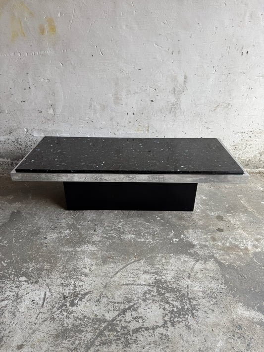 Vintage Rectangular Coffee Table with Black Terrazzo Top