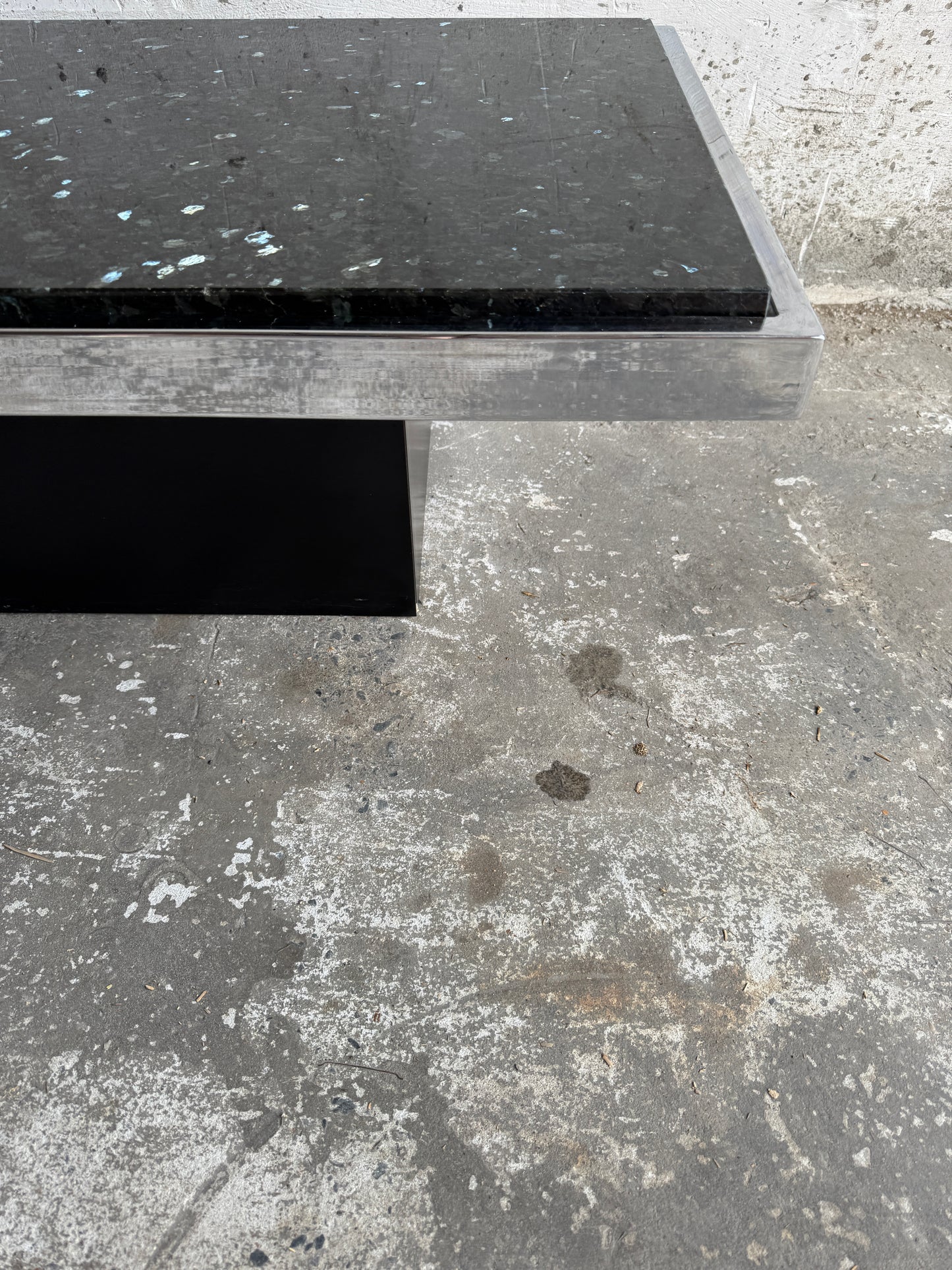 Vintage Rectangular Coffee Table with Black Terrazzo Top
