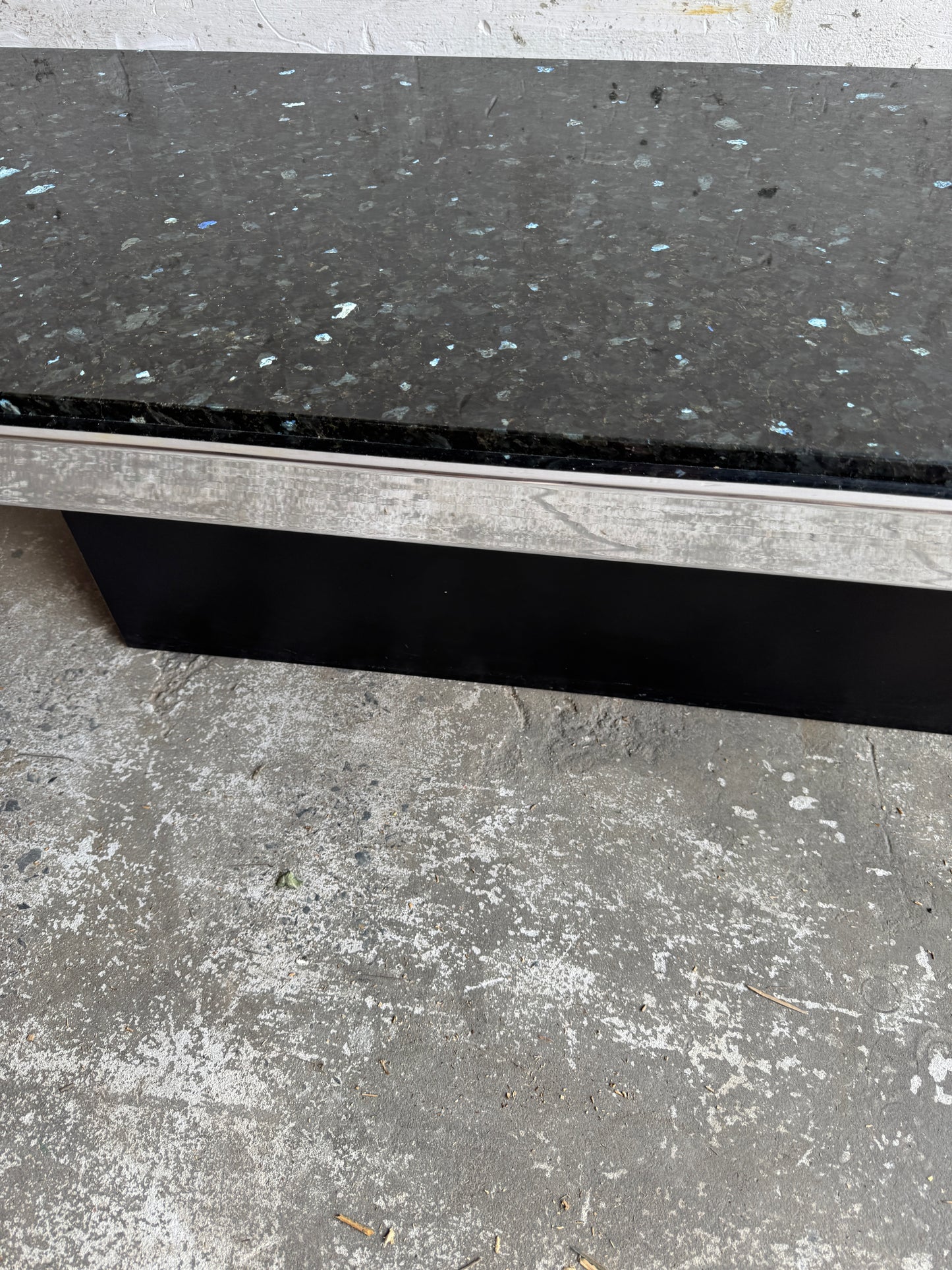 Vintage Rectangular Coffee Table with Black Terrazzo Top