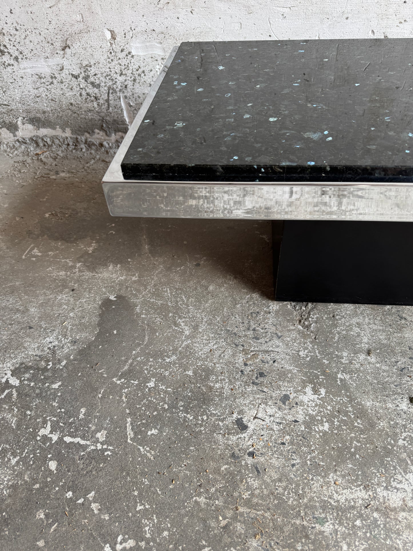 Vintage Rectangular Coffee Table with Black Terrazzo Top