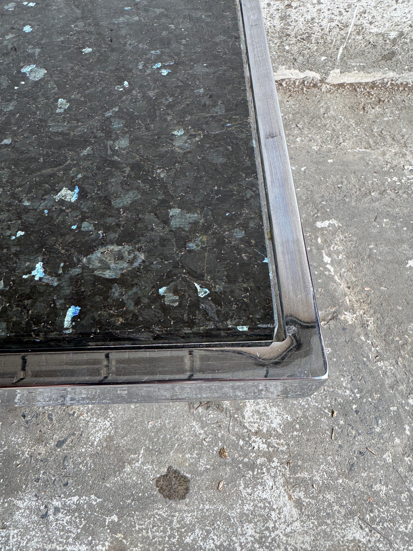 Vintage Rectangular Coffee Table with Black Terrazzo Top