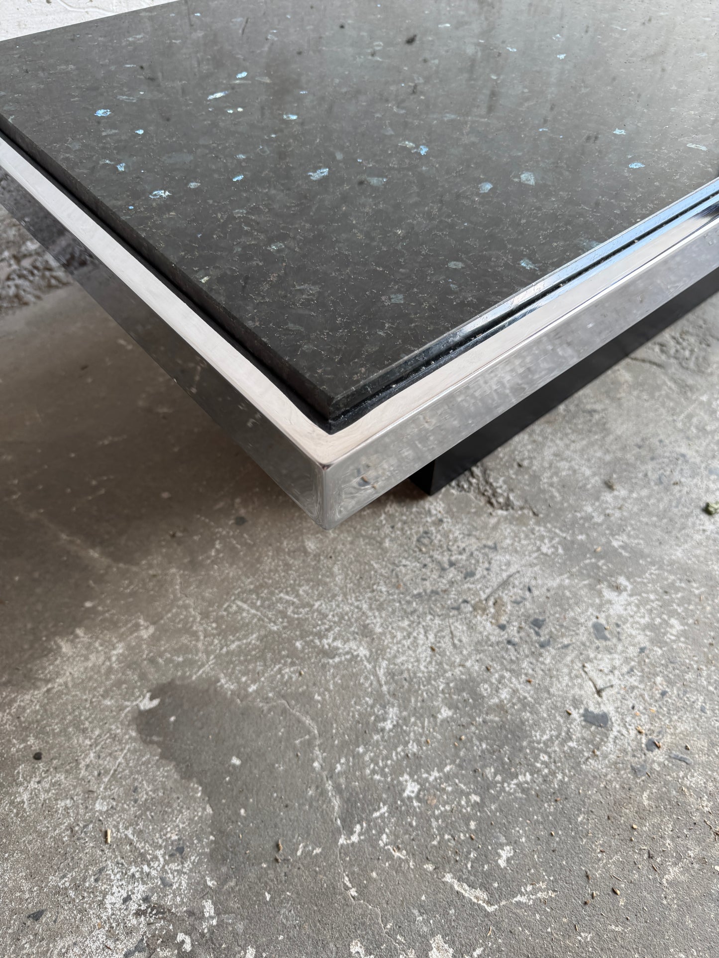 Vintage Rectangular Coffee Table with Black Terrazzo Top