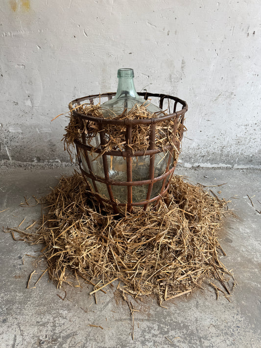 Antique Demijohn in Metal Basket (4pcs available)