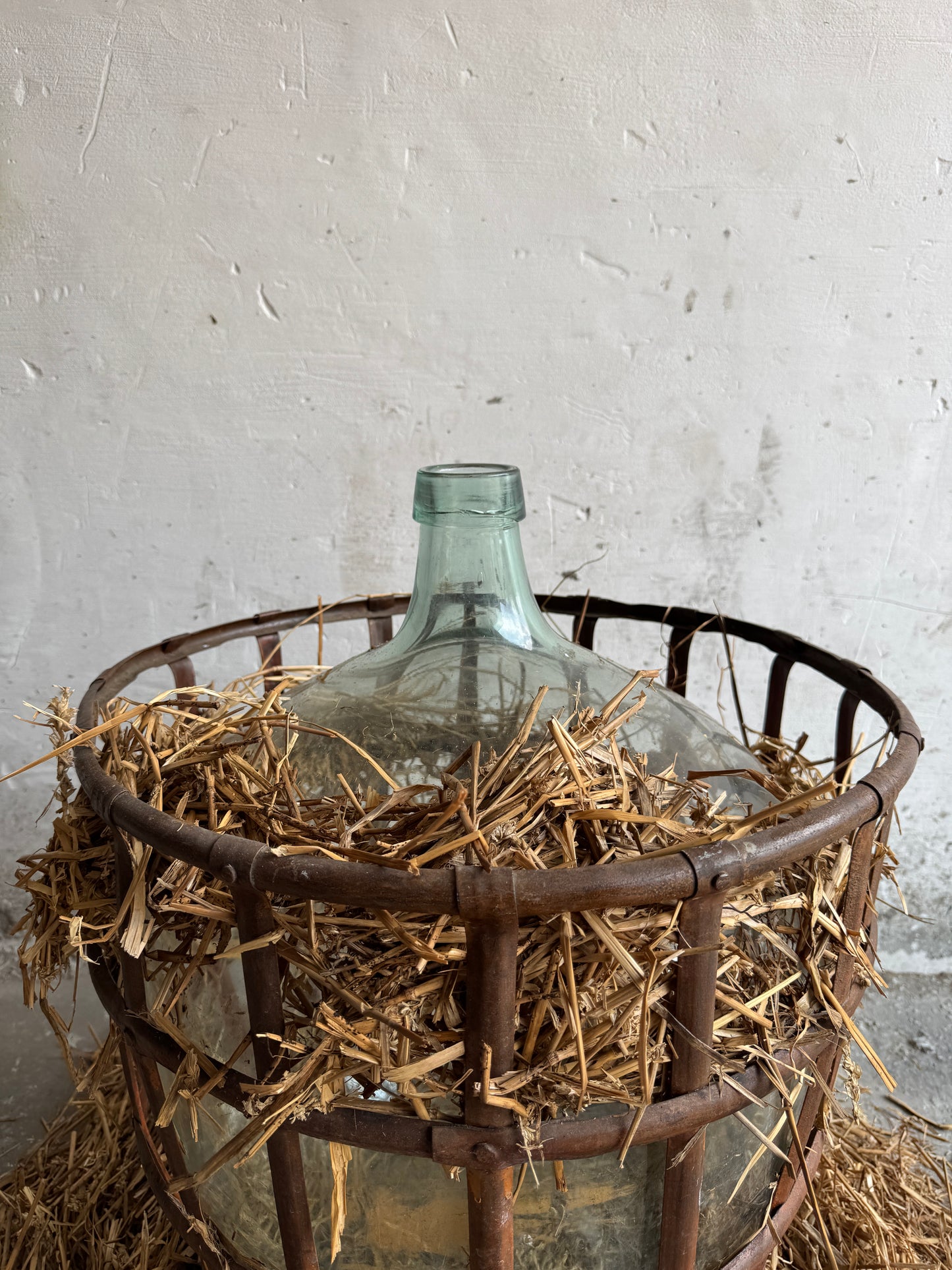 Antique Demijohn in Metal Basket (4pcs available)