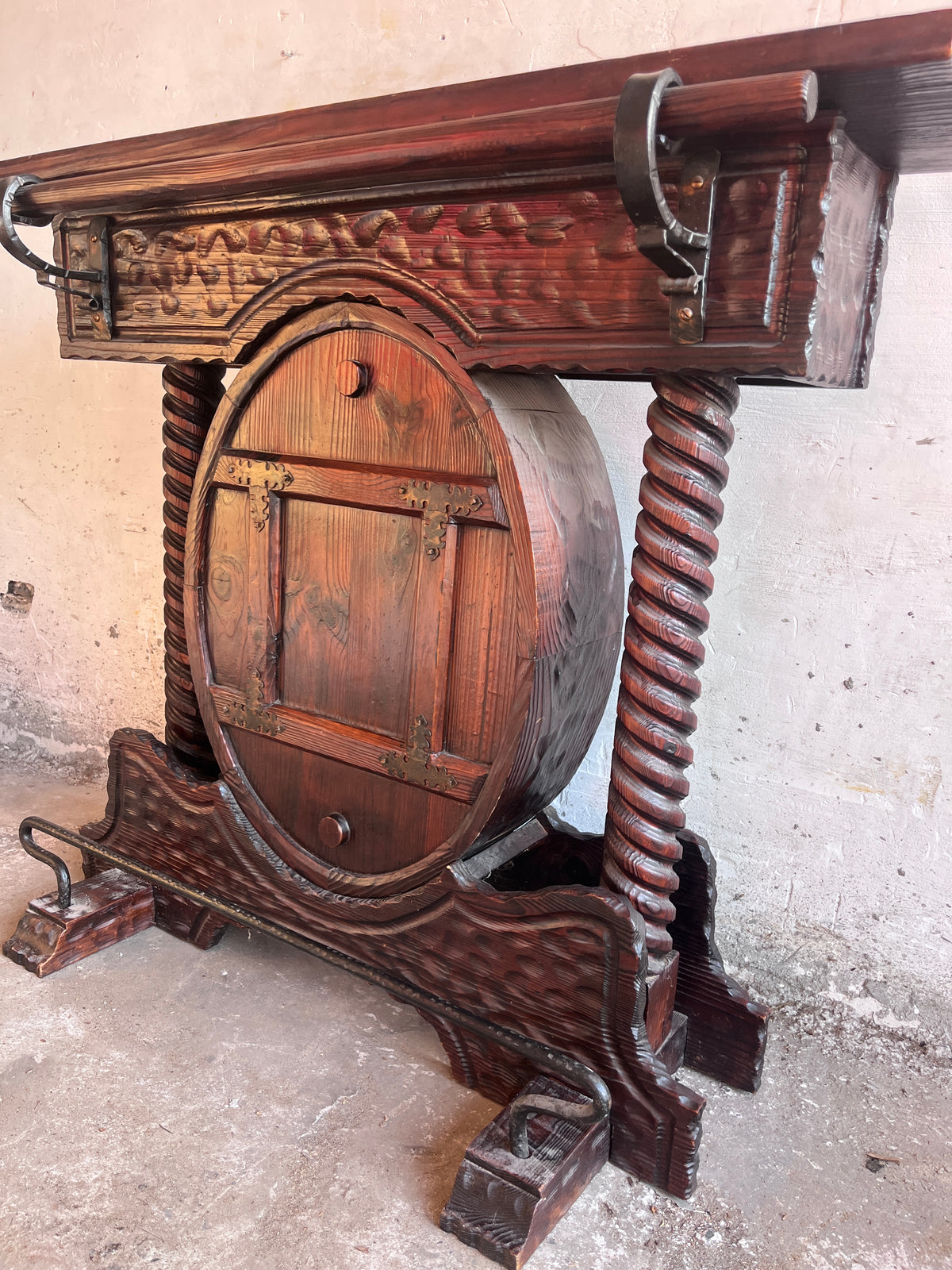 Rustic Brutalist Bar Cabinet