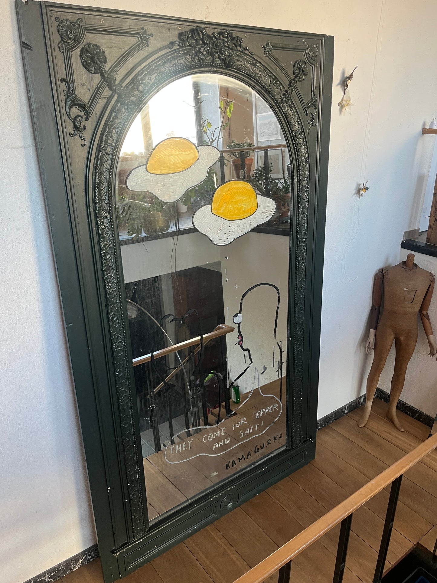 Antique Château XL Mirror Artwork by Kamagurka – “They Come for Pepper and Salt”