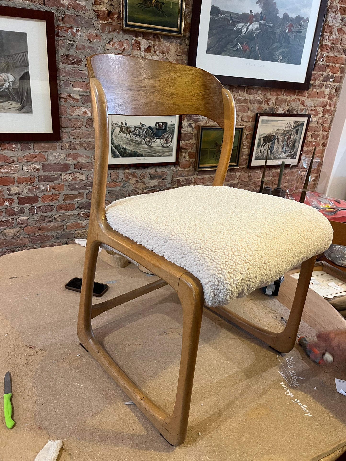 Set van 6 vintage gebogen houten stoelen van Emile & Walter Baumann, jaren 60