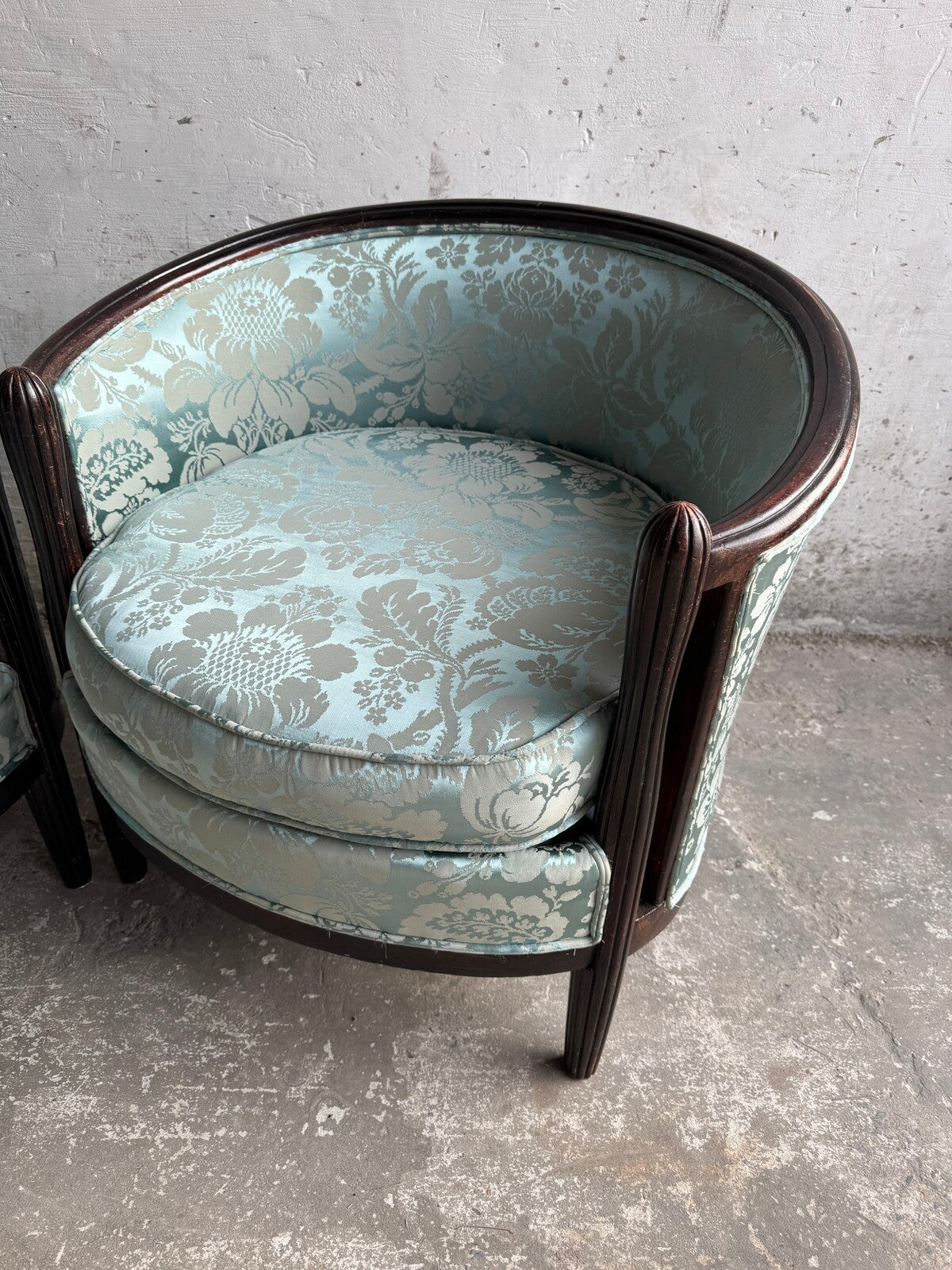 Set of 2 Art Deco armchairs with floral upholstery