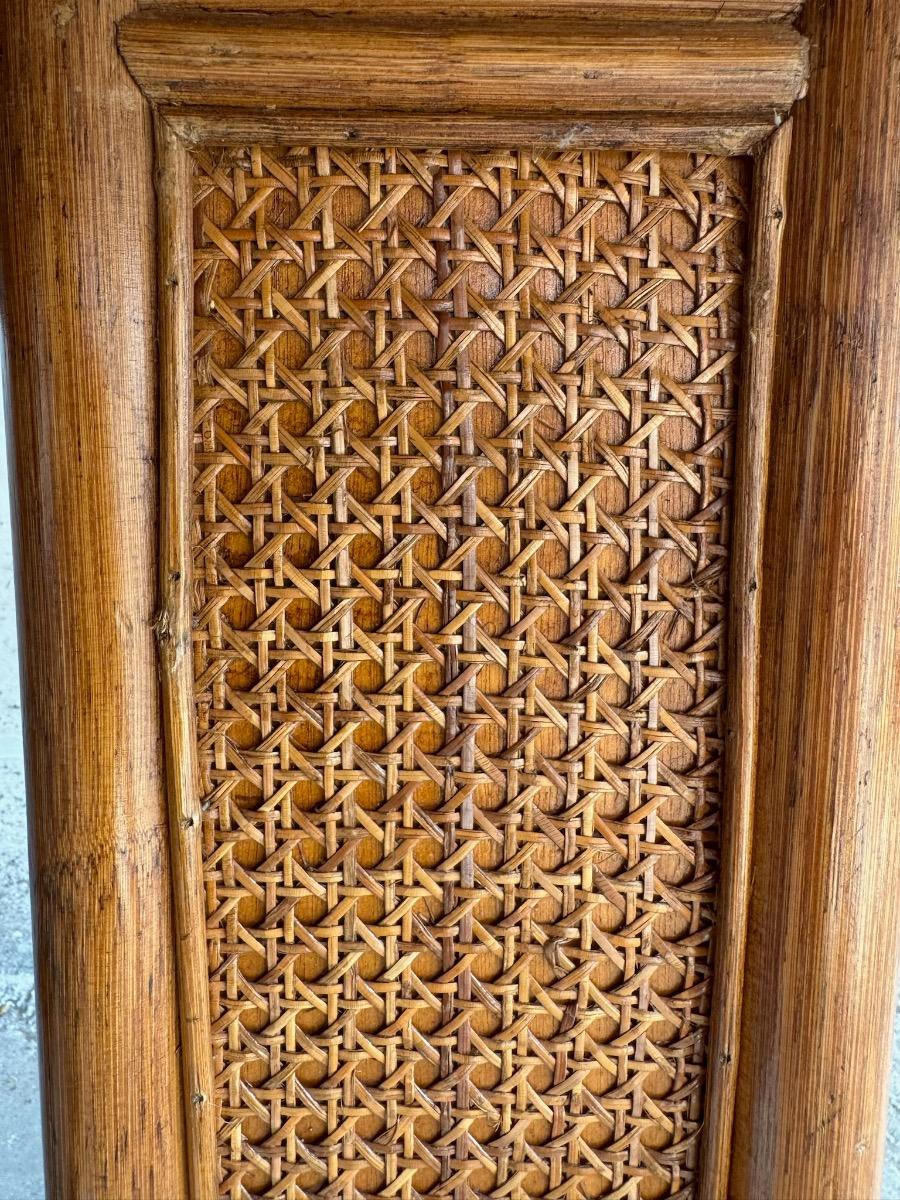 Vintage beukenhouten eettafel met geweven details – jaren 60