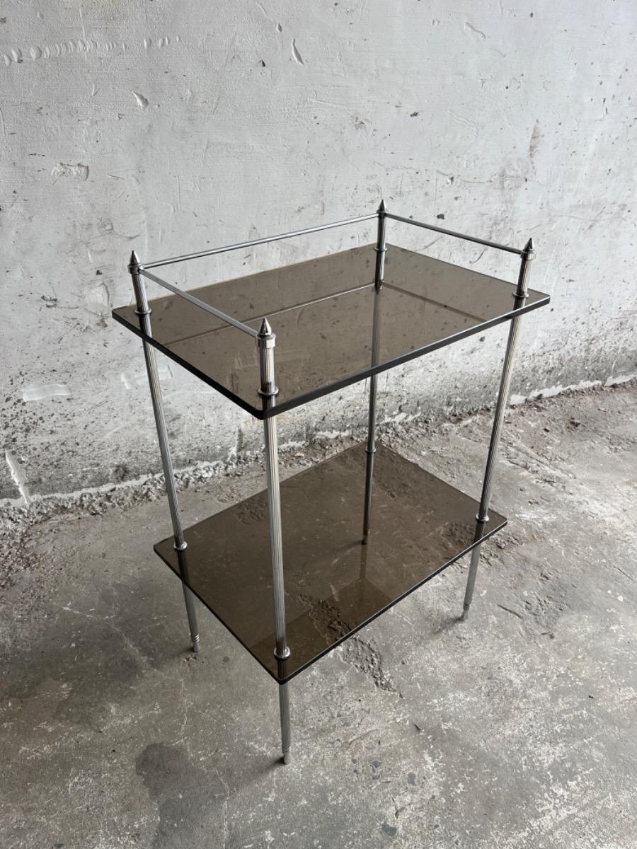 Brass Silver Smoked Glass Side Table