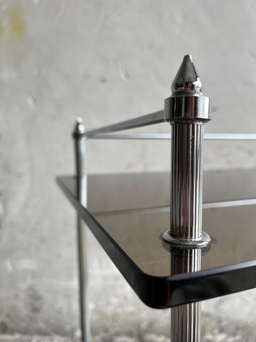 Brass Silver Smoked Glass Side Table