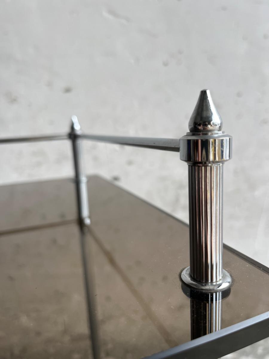 Brass Silver Smoked Glass Side Table