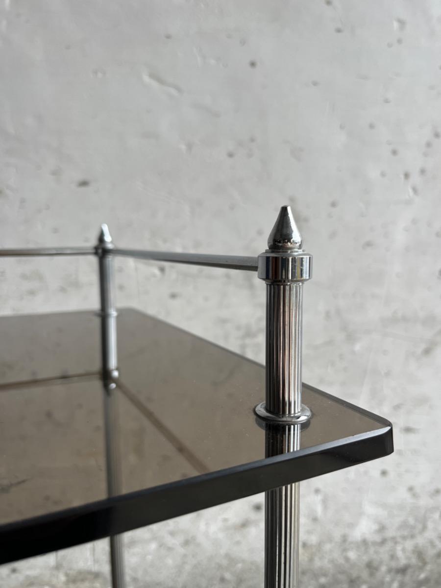 Brass Silver Smoked Glass Side Table