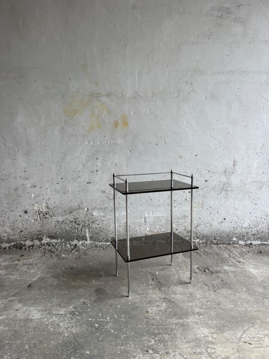 Brass Silver Smoked Glass Side Table