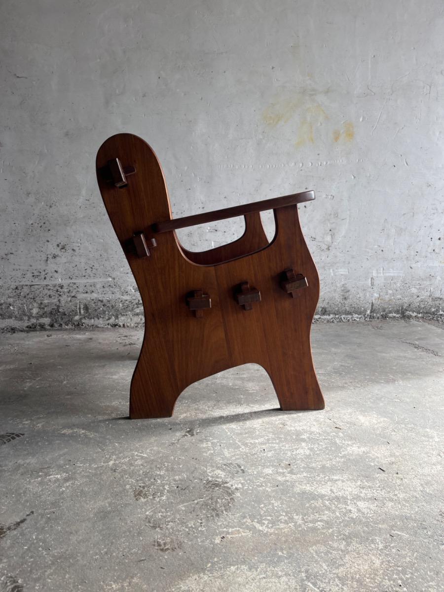 Set of brutalist chairs in solid wood