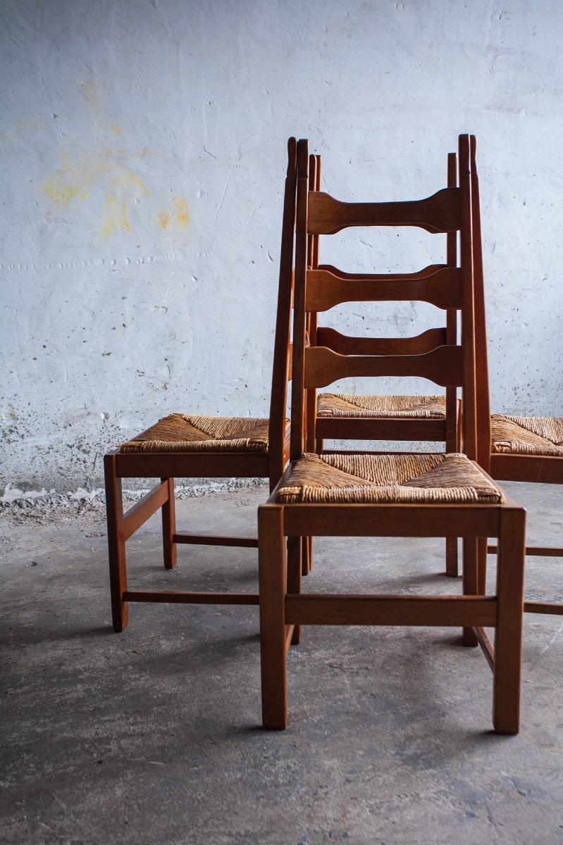 Brutalist oak chairs ( set of four )
