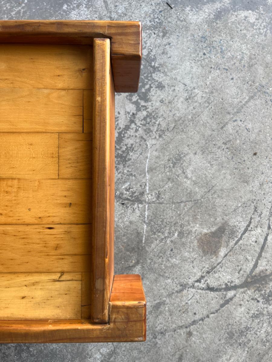 Brutalist Danish side table in pine wood - 1970s
